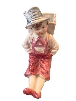 German Porcelain Boy Spill Vase, 4"