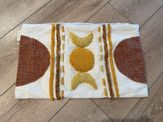 Ivory/gold tufted celestial lumbar pillow cover