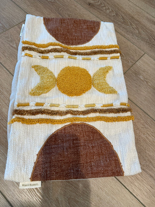 Ivory/gold tufted celestial lumbar pillow cover