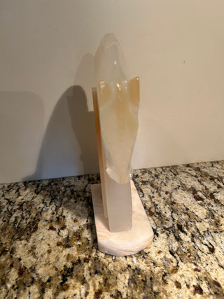 Vintage White/Amber Stone Horse Head Bookend, Large