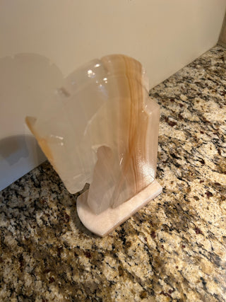 Vintage White/Amber Stone Horse Head Bookend, Large