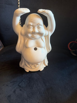 Vintage White Ceramic Smiling Sacred Buddah Incense Tea Light Candle Holder