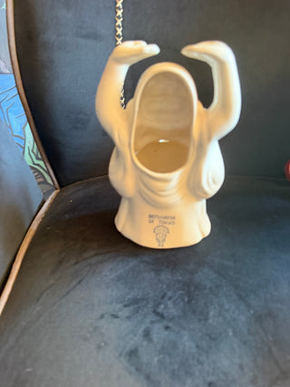 Vintage White Ceramic Smiling Sacred Buddah Incense Tea Light Candle Holder