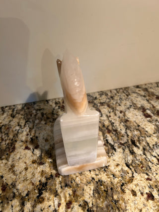 MCM White/Amber Carved Stone Horse Head Bookend, Small