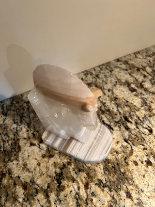 MCM White/Amber Carved Stone Horse Head Bookend, Small