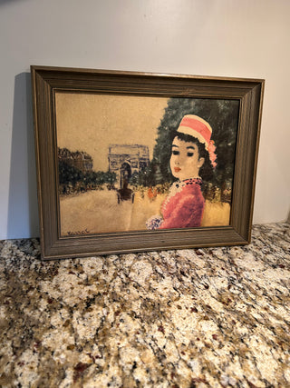 Parisian Girl Vintage Lithograph Print