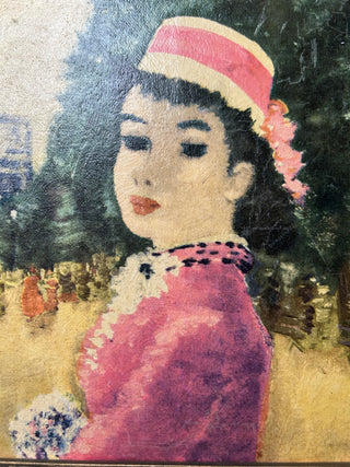 Parisian Girl Vintage Lithograph Print
