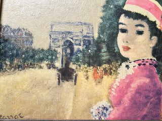 Parisian Girl Vintage Lithograph Print