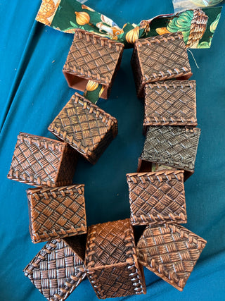 Brown square napkin rings set of 11