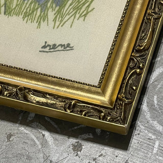 28"x22" Gold Framed Crewel, Country Roadside --KL