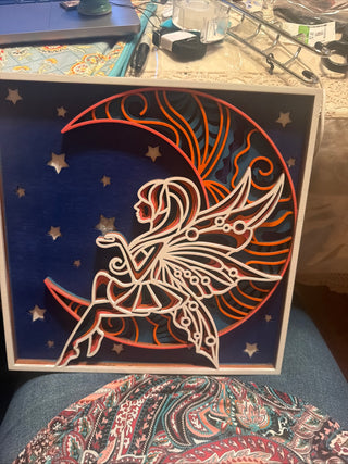 Fairy on the moon 8-layer Mandala Wooden Art Decor Every Room Great present