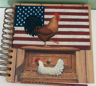 patriotic rooster, chicken notebook mt