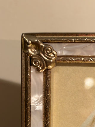 Vintage Faux Mother of Pearl/Gold Frame, 4”x6”