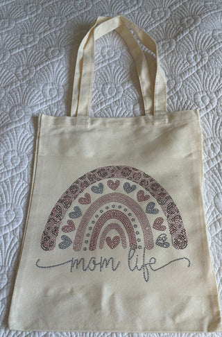 mom life rhinestones tote mt