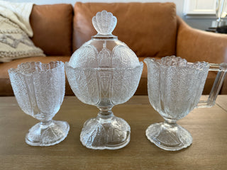 Antique 1880’s Shell & Tassel Glassware Set