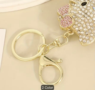 1pc Hello Kitty Keychain Hollow Heart Design Golden Pink Shiny Rhinestone Pendant Sanrio Style