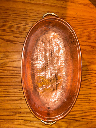 Hammered Copper Brass Footed Jardiniere