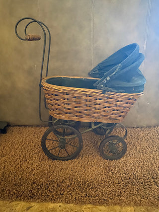 Large vintage wicker baby buggy