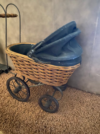 Large vintage wicker baby buggy