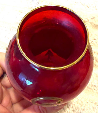 Murano “Tre Fuochi”  Red 24K Gilt Vase