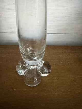 Vtg clear hand-blown art glass bud vase