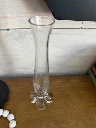 Vtg clear hand-blown art glass bud vase