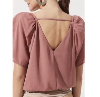 Revolve ASTR the Label Colby Bodysuit Size Small Puff Sleeve Shoulder Mauve