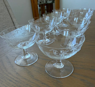 8 vintage Noritake/Sasaki Bamboo Champagne Coupe Glasses