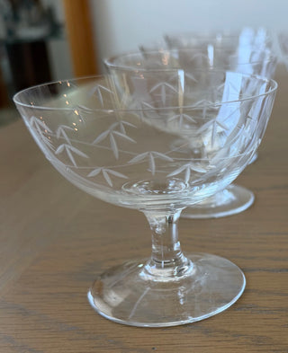 8 vintage Noritake/Sasaki Bamboo Champagne Coupe Glasses