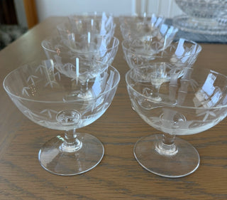 8 vintage Noritake/Sasaki Bamboo Champagne Coupe Glasses