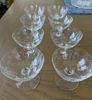 8 vintage Noritake/Sasaki Bamboo Champagne Coupe Glasses