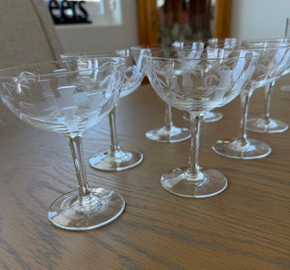 7 vintage Noritake Sasaki bamboo Champagne Coupe