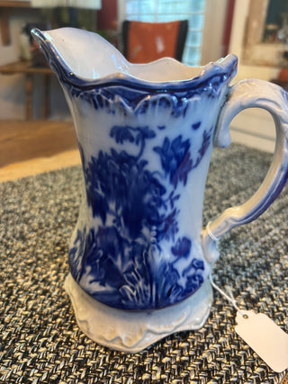 Antique Flow Blue Pottery Jug 6"