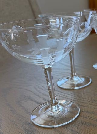 7 vintage Noritake Sasaki bamboo Champagne Coupe