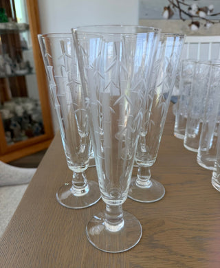 7 vintage Noritake Sasaki Bamboo Pilsner glasses