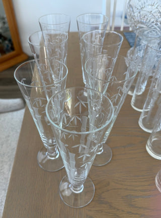 7 vintage Noritake Sasaki Bamboo Pilsner glasses