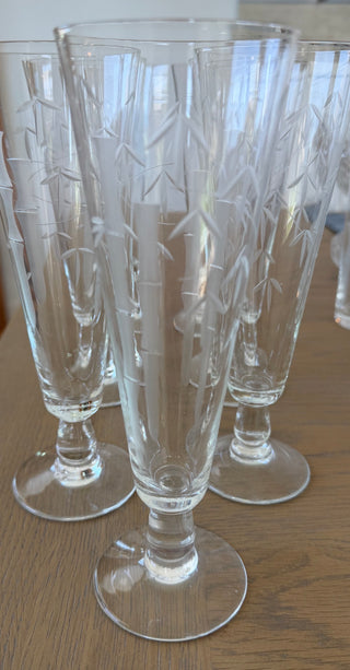 7 vintage Noritake Sasaki Bamboo Pilsner glasses