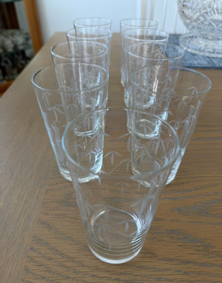 9 vintage Noritake Sasaki bamboo tumblers