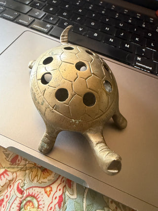 Vintage Brass turtle with holes figurine (Flower Frog)