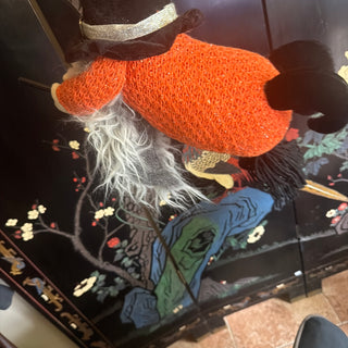 Happy Haunting 20" Plush Flying Gnome Witch on Broomstick Halloween Decor
