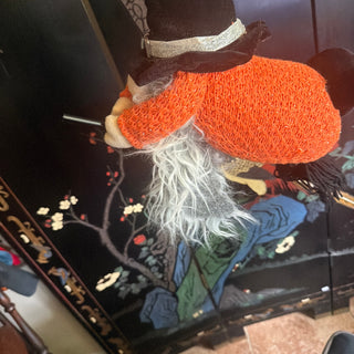Happy Haunting 20" Plush Flying Gnome Witch on Broomstick Halloween Decor