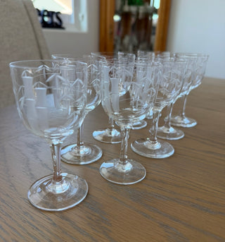 9 vintage Noritake Sasaki bamboo wine glasses