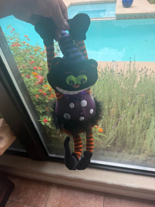 Pumpkin Hallow 16" Black Cat Halloween Plush Battery operated cackle