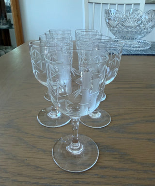 9 vintage Noritake Sasaki bamboo wine glasses