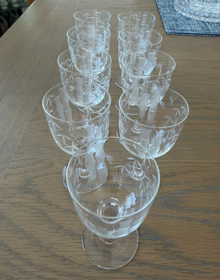 9 vintage Noritake Sasaki bamboo wine glasses