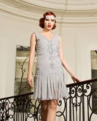 Unique Vintage Grey 20’s Flapper Dress Size 2X