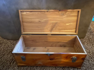 Vintage cedar box with metal hardware