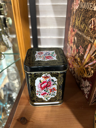 Pheasant Motif Black & Gold Tin