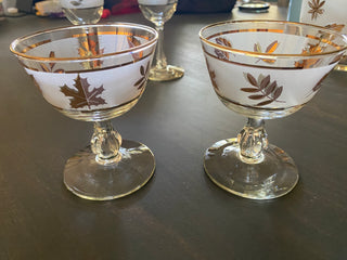 Vintage 1960s Libbey gold leaf  cocktail set