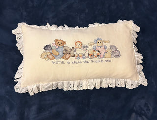 20” x 11” Needlepoint Pillow "HOME is where the HUGS are"